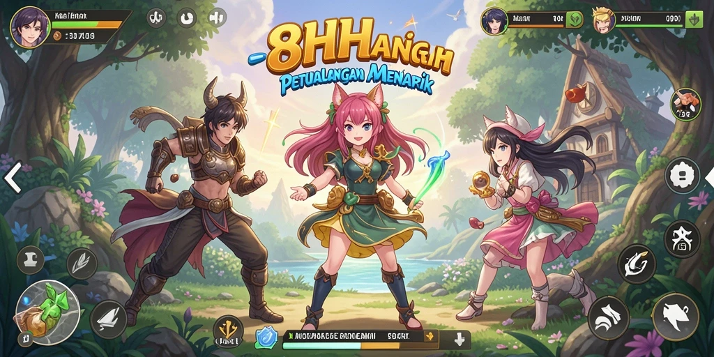 Tampilan gameplay seru dan penuh warna dalam 8HHH.