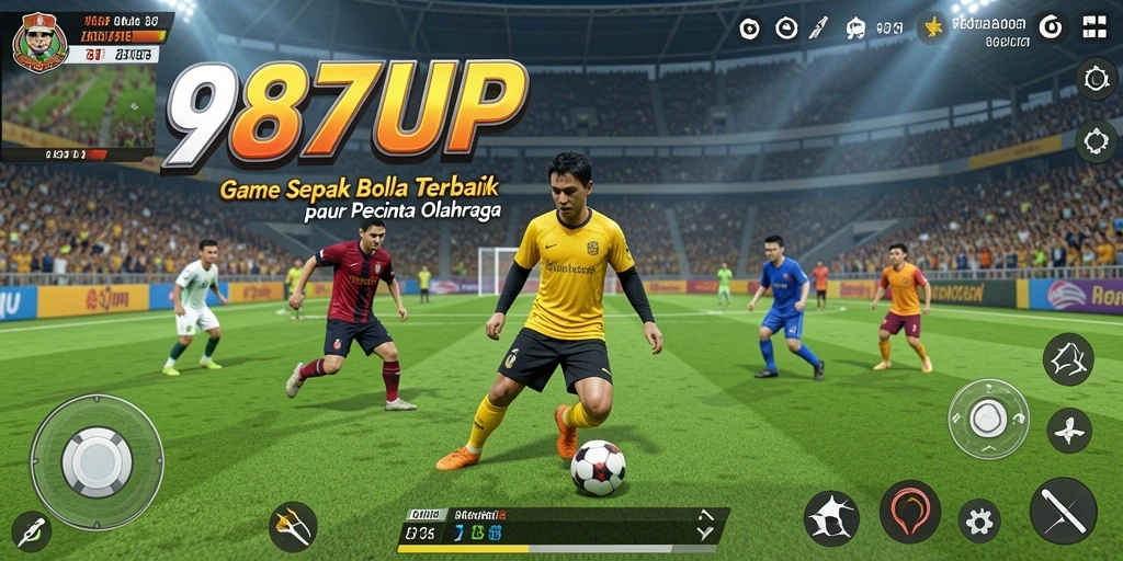 Screenshot gameplay 987UP dengan aksi sepak bola seru.