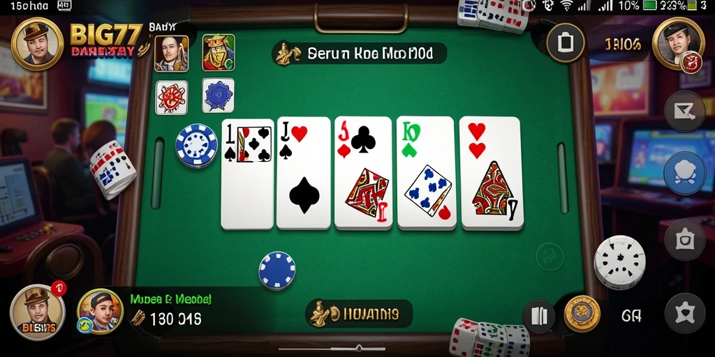 Screenshot gameplay seru dari BIG77 yang menunjukkan aksi domino.