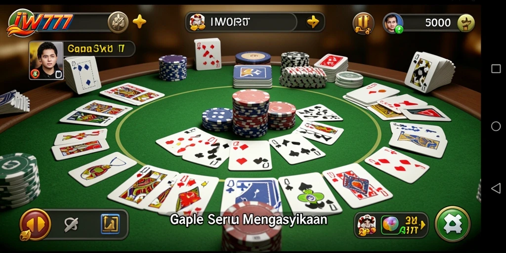 Tangkapan layar IW777 menampilkan asyiknya permainan Gaple di perangkat seluler.