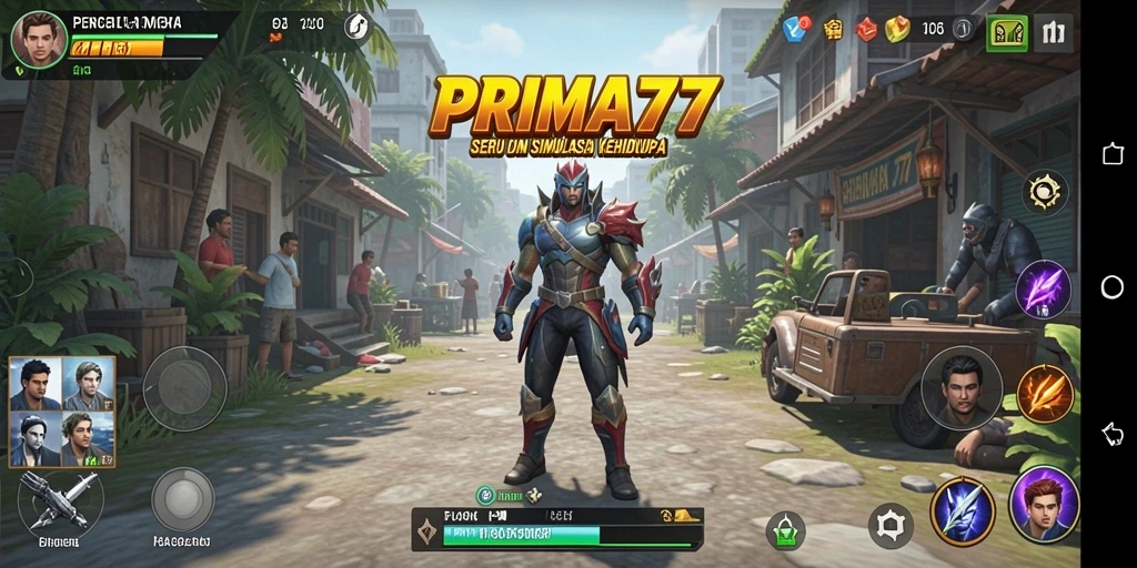 Gameplay PRIMA77 menampilkan simulasi kehidupan yang realistis dan interaktif.