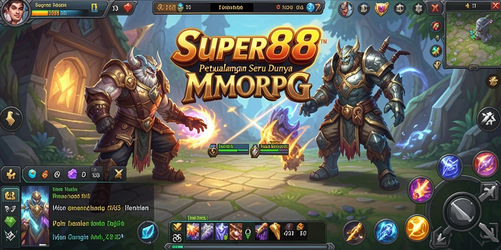 Tampilan gameplay <strong>SUPER88</strong> yang menampilkan aksi pertempuran epic antara pemain dan monster.