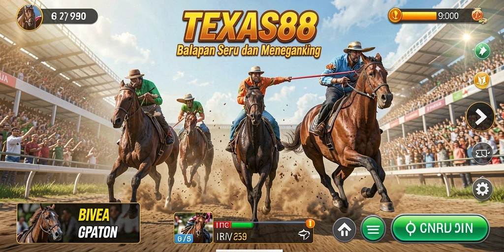 Screenshot gameplay TEXAS88 menampilkan balapan seru di trek yang menantang.