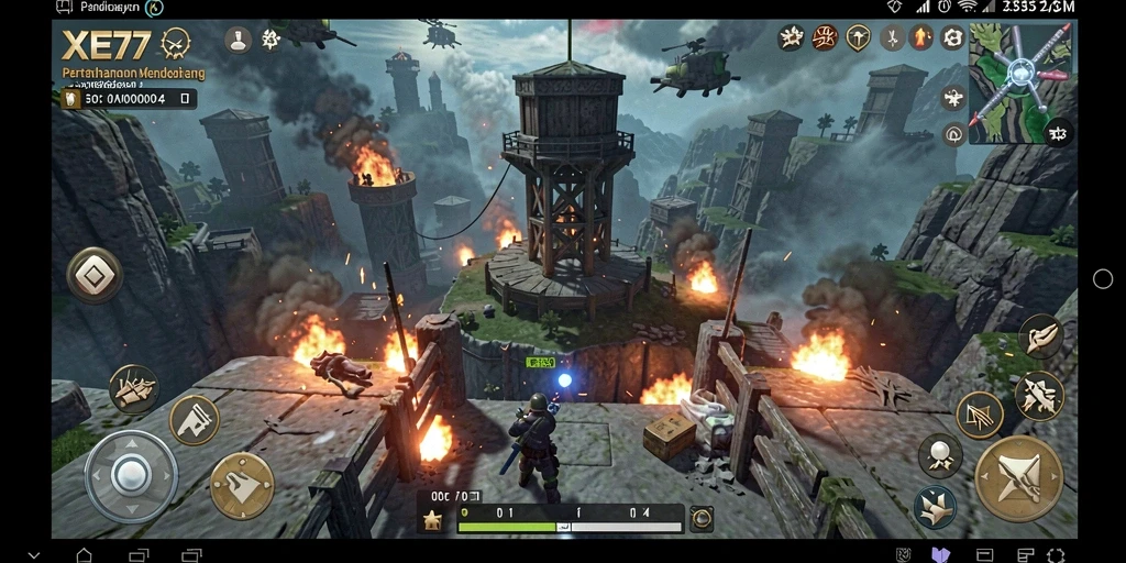 Tangkapan layar menunjukkan gameplay menantang dari XE77 dalam kategori Tower Defense.